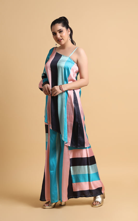 Liaison – Asymmetric One Shoulder Satin Co-Ord Set