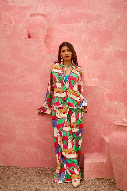 Akra – Relaxed Fit Full-Sleeve Shirt & Wide-Leg Pants Co-Ord Set