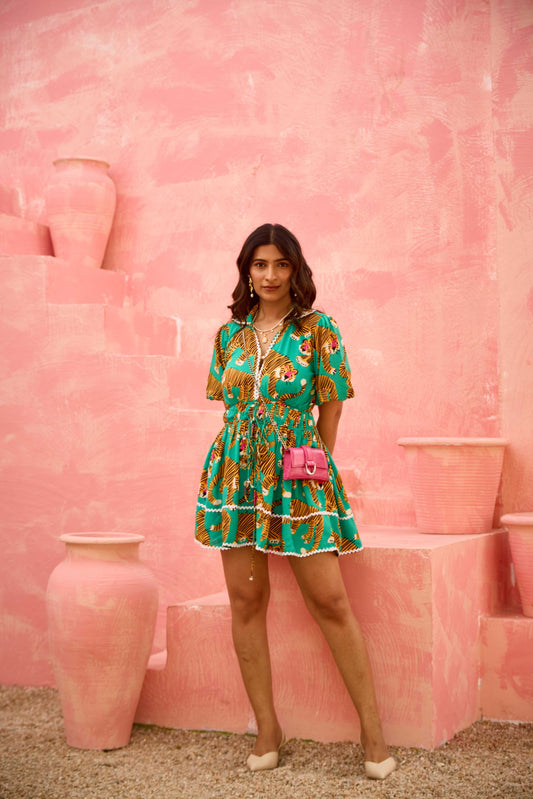 Keha – Short Shirt Dress in Tiger Print