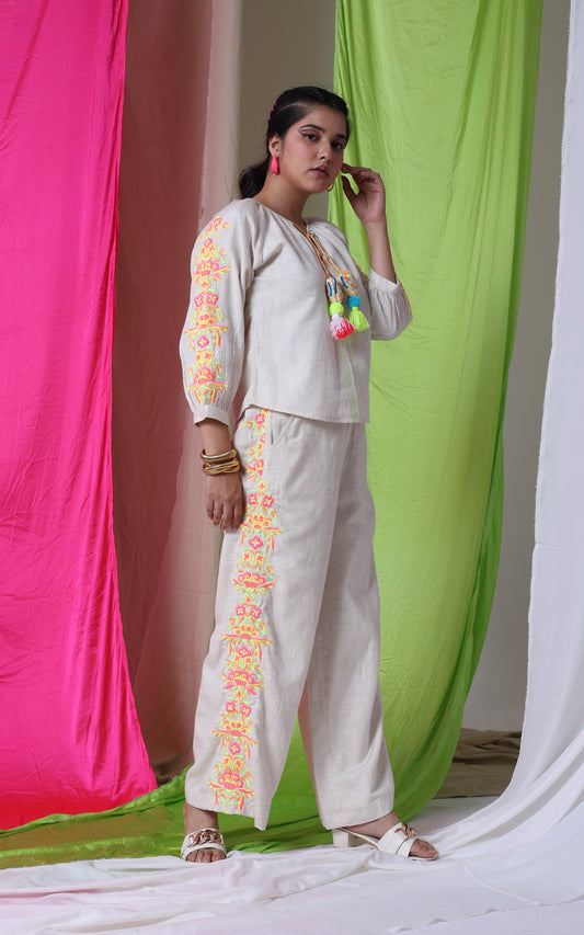 More Than This - The Adorned Sleeves Trousers Set