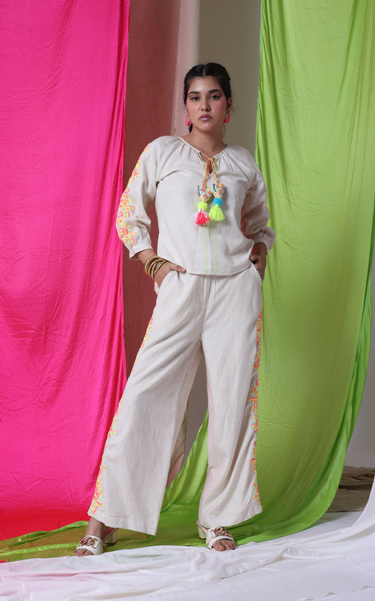 More Than This - The Adorned Sleeves Trousers Set