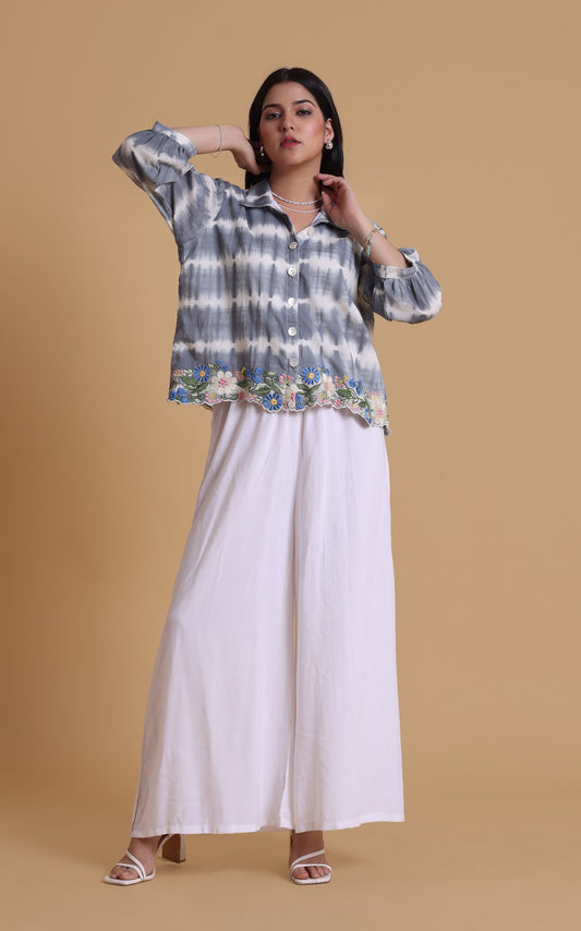 Leah - Flared Embroidered Shirt