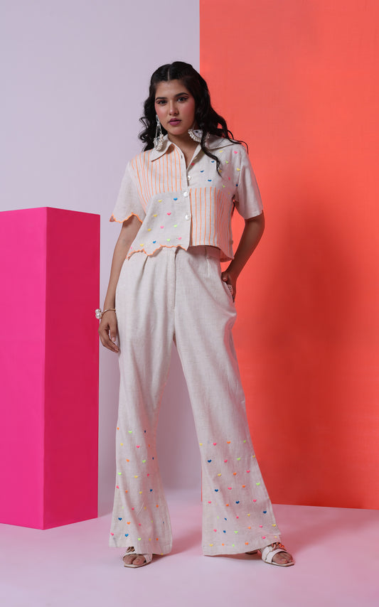 Ishq Vishq - The Little Hearts Pleated Bell Bottoms Set
