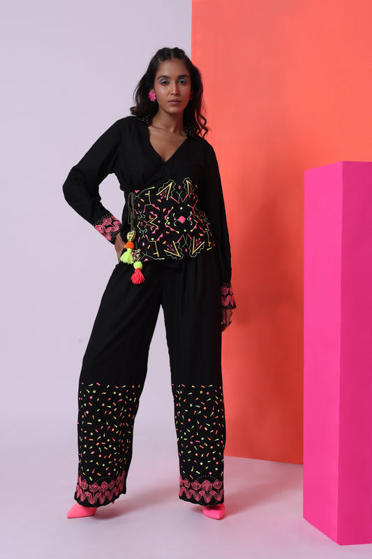 Silk & Cologne - The Embellished Wrap Top Set