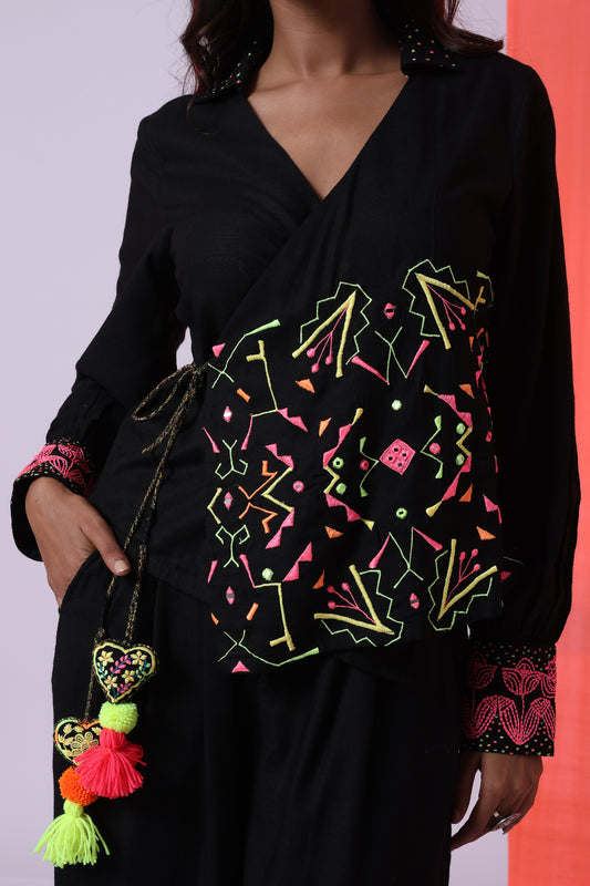 Silk & Cologne - The Embellished Wrap Top