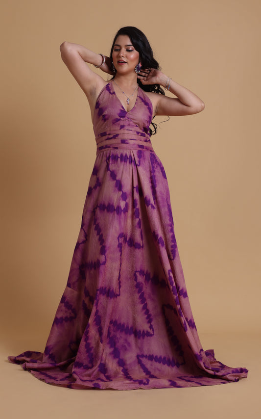 HALTER NECK TIEABLE DRESS - TAHAA - RUSSIAN VIOLET