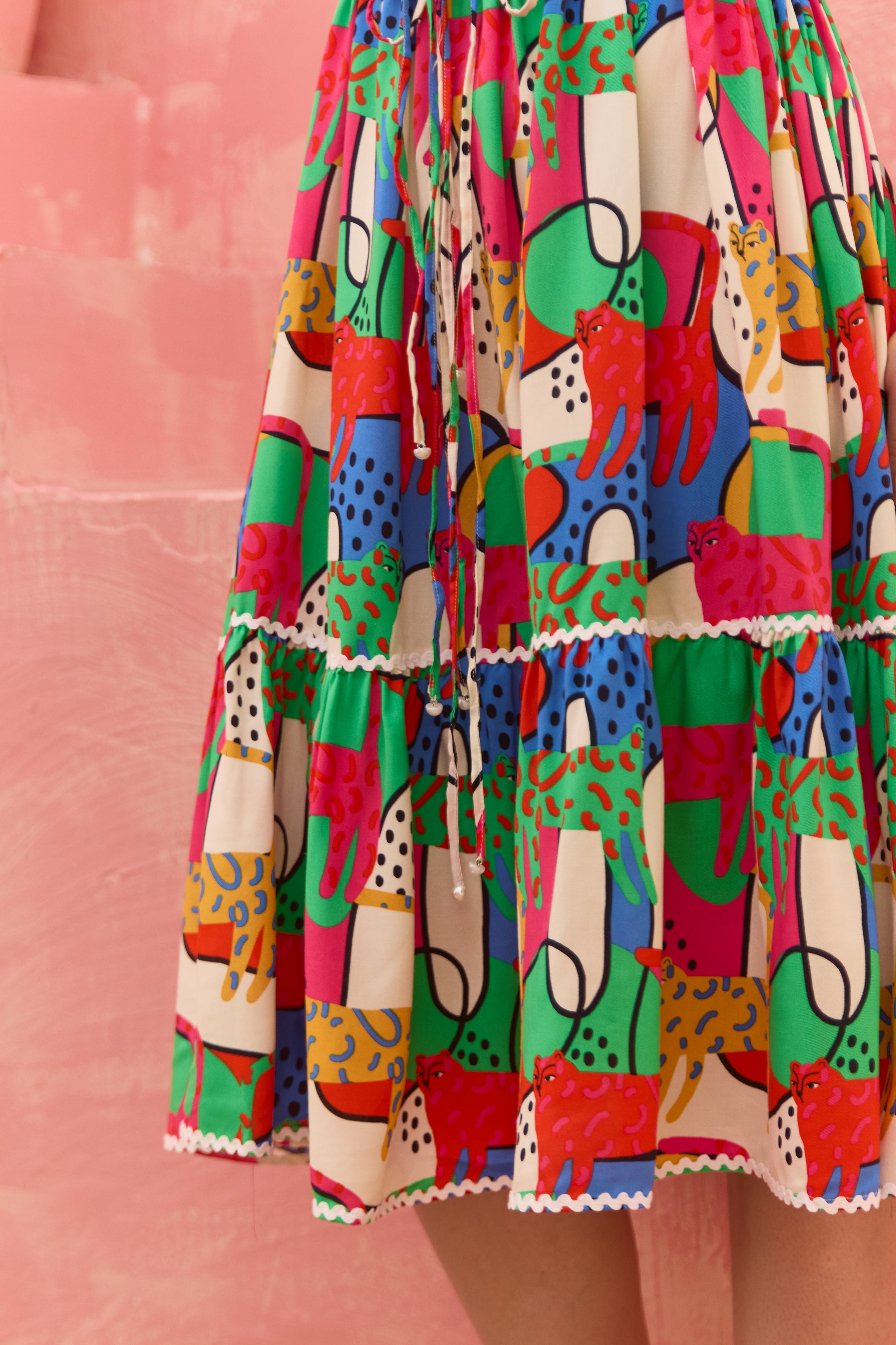 Rangrez – Tiered Gathered Sundress in Abstract Multicolour Print