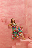 Rangrez – Tiered Gathered Sundress in Abstract Multicolour Print