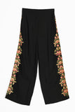 BROIDERED FLORA TROUSERS - MORE THAN THIS - MIDNIGHT BLACK