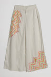 MOTH TO FLAME - CHEVRON EMBROIDERED TROUSERS [WHITE]