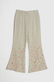 LOVE TO LAY-  EMBROIDERED FLARED TROUSERS [ECRU]