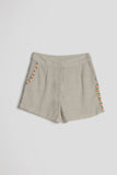 EMBROIDERED SHORTS - GOIN' PSYCHO - IVORY ECRU