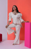 FANNED OUT TIEABLE TUNIC SET - NOT TRULY YOURS - IVORY ECRU