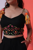 EMBROIDERED BUSTIER - FIESTY - MIDNIGHT BLACK