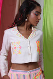 EMBROIDERED SHACKET - WATERMELON SUGAR - DAISY WHITE