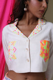 EMBROIDERED SHACKET - WATERMELON SUGAR - DAISY WHITE