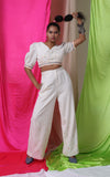 WRAP BLOUSE & TROUSERS SET - YOURS TRULY - IVORY ECRU