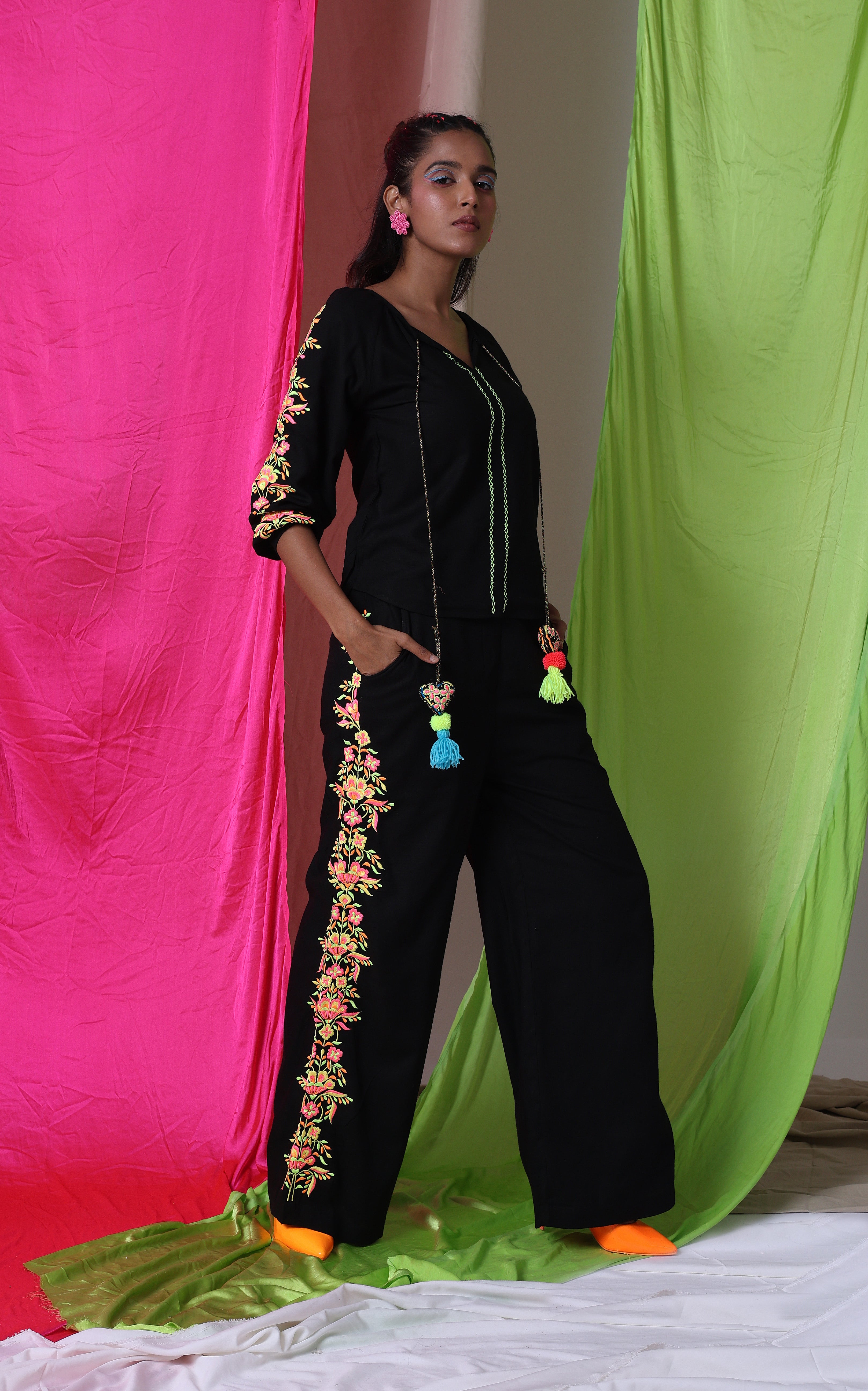 ADORNED TROUSERS SET - MORE THAN THIS - MIDNIGHT BLACK