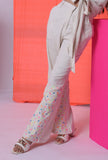 LOVE TO LAY-  EMBROIDERED FLARED TROUSERS [ECRU]