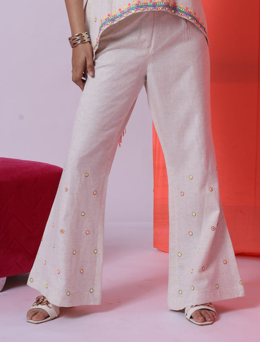 FITTED FLARED TROUSERS - NOT TRULY YOURS - IVORY ECRU