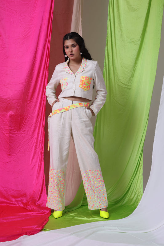 EMBROIDERED SHACKET - WATERMELON SUGAR - IVORY ECRU