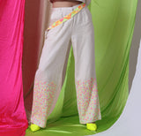 WOVEN STRIPED TROUSERS - WATERMELON SUGAR - IVORY ECRU