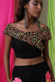 SCATTERED PATTERN DRAPE TOP - DUSK TILL DAWN - MIDNIGHT BLACK