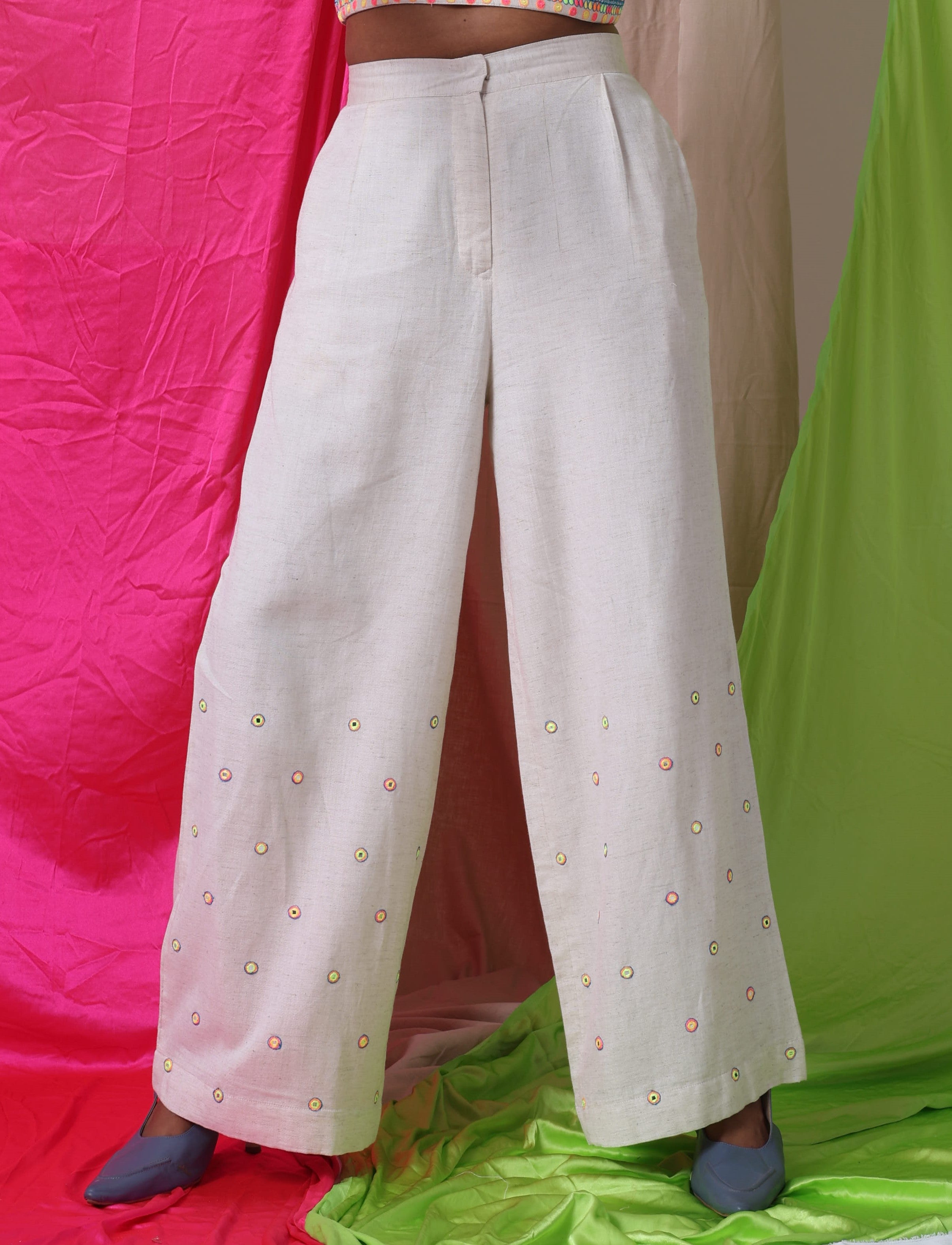 PLEATED RELAXED FIT TROUSERS - YOURS TRULY - IVORY ECRU