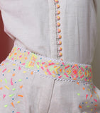 PATTERNED BELT - SNOW CHILD - IVORY ECRU