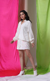 GEOMETRIC SHORTS SET- SNOW CHILD - DAISY WHITE